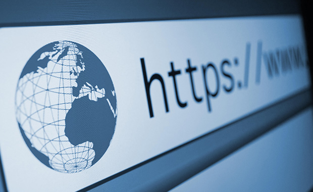 Close-up of web browser address bar reading “https”